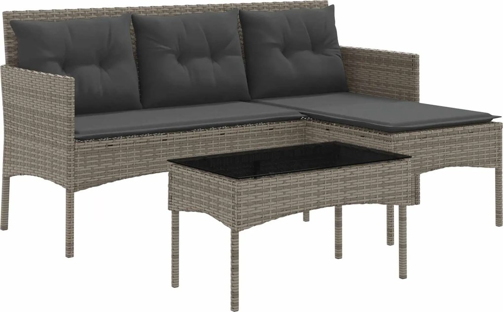 vidaXL Set de canapele pentru grădină cu pernă 2 pcs poliratan