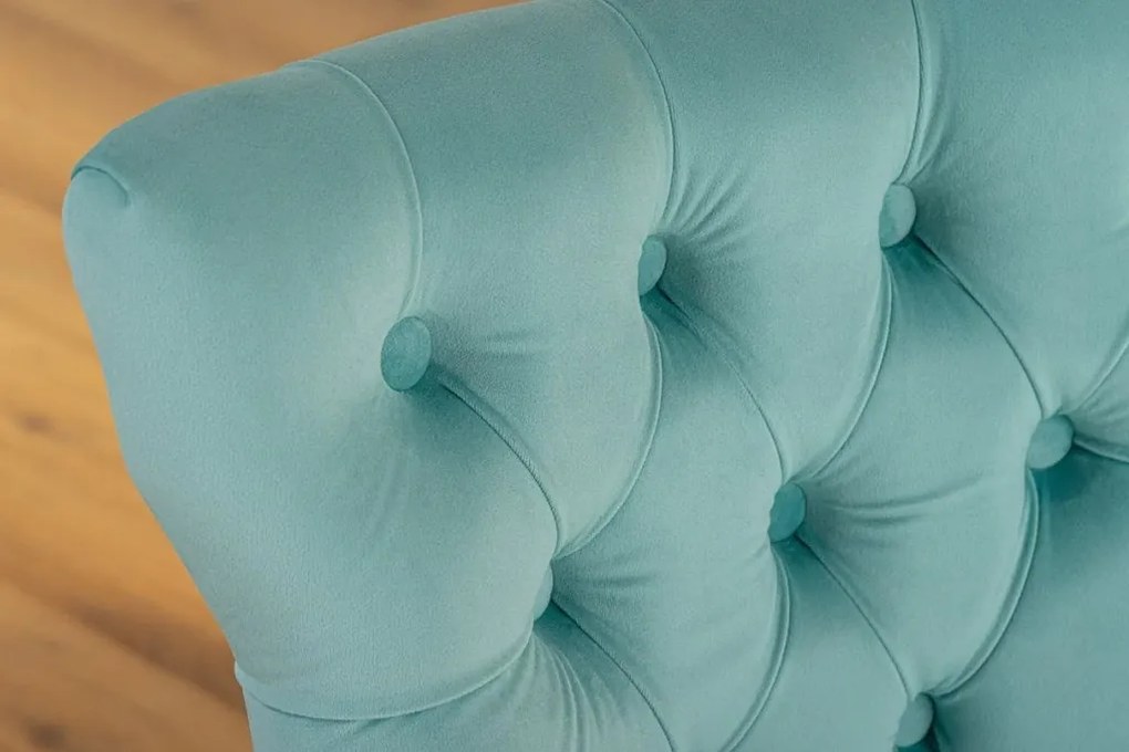 Set 2 scaune Stil Baroc, Catifea, Albastru Deschis, Metal, Auriu, Castle