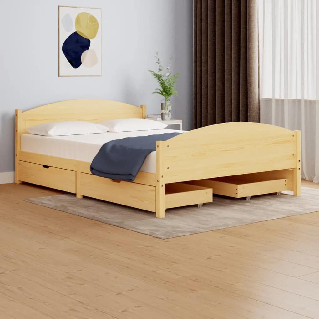3060380 vidaXL Cadru de pat cu 4 sertare, 160 x 200 cm, lemn masiv de pin