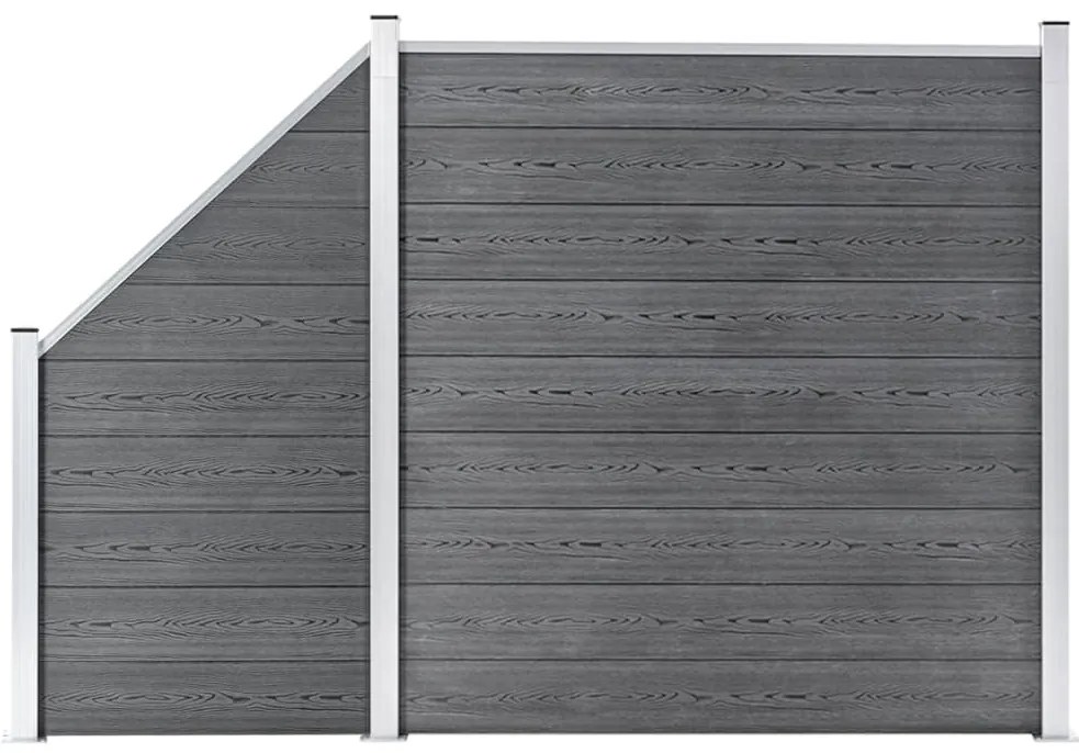 vidaXL Set panouri gard, 1 pătrat + 1 oblic, gri, 273x186 cm, WPC