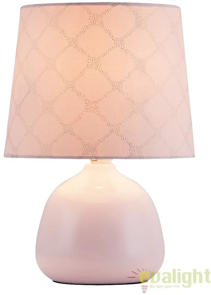 Veioza, lampa de masa, finisaj roz, diametru 18cm, Ellie 4384 RX