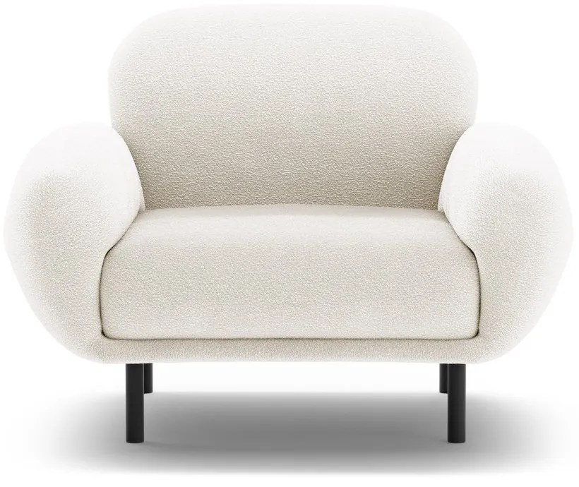 Fotoliu alb cu tapițerie din țesătură bouclé Poppy – Micadoni