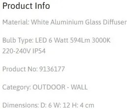 Aplica LED pentru exterior design modern IP54 Brice alb