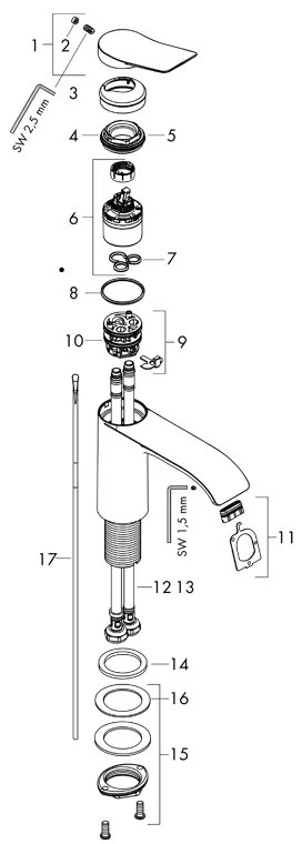 Baterie inalta lavoar, Hansgrohe, Vivenis 250, cu ventil, crom