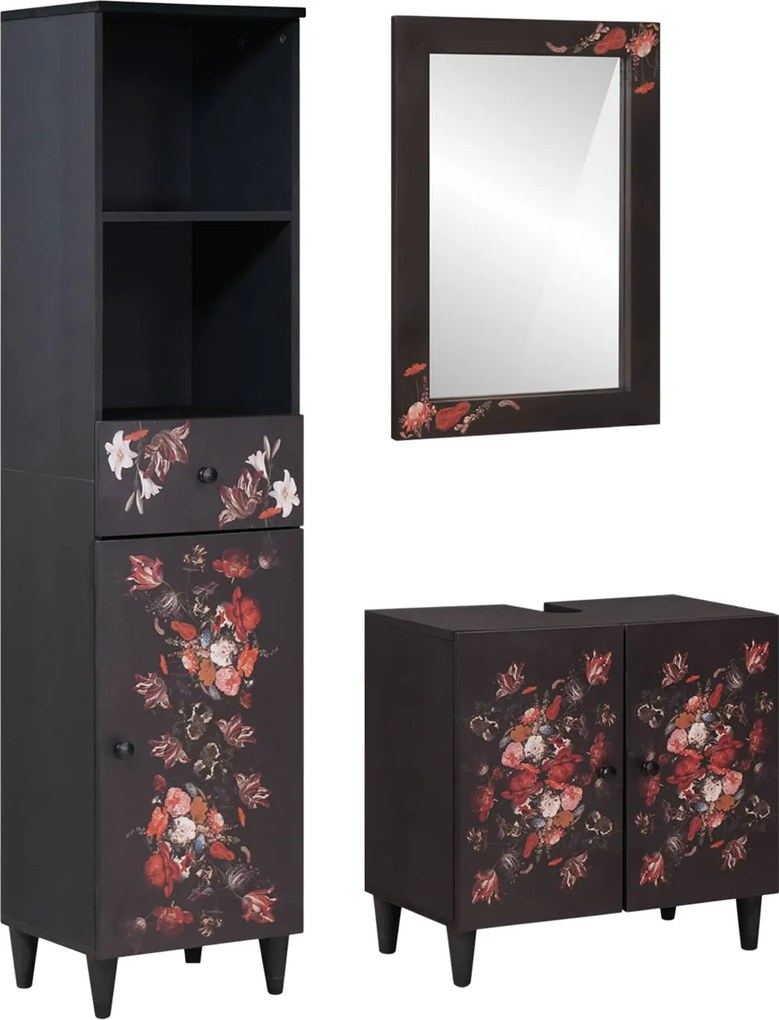 vidaXL Set dulap baie cu sertar Pe perete 3 pcs Lemn de mango solid