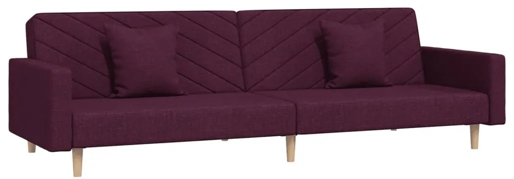 337615 vidaXL Canapea extensibilă cu 2 locuri, 2 perne, violet, textil