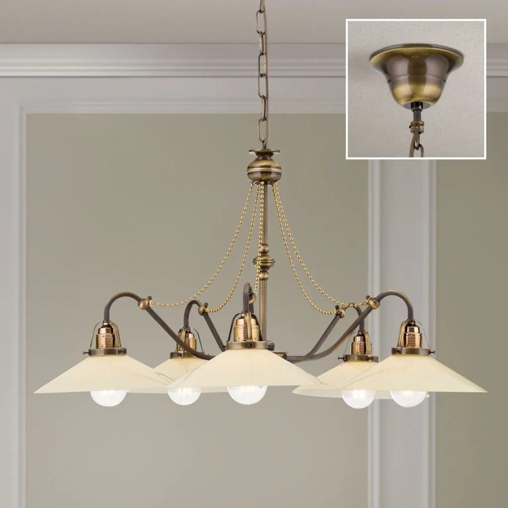 Lustra realizata manual design rustic ARTDESIGN 5L, patina/ champagne