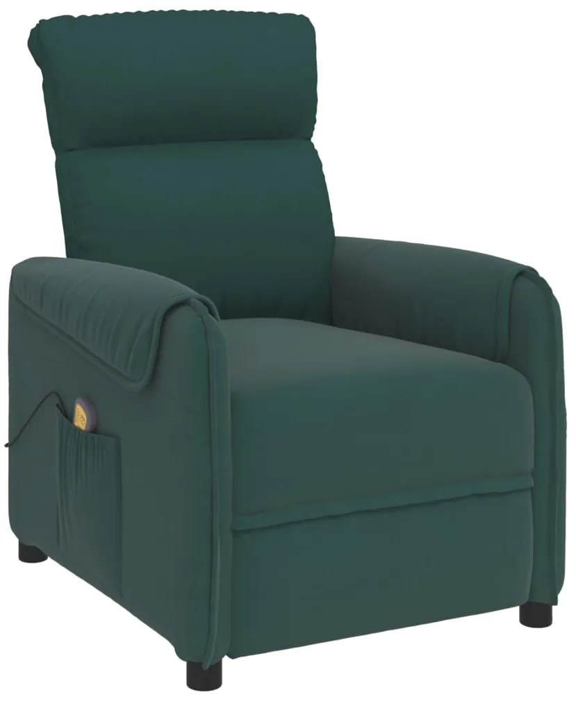 348014 vidaXL Fotoliu de masaj, verde închis, material textil