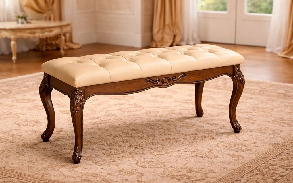 Băncuță lemn masiv nuc Briston, 110 × 45 × 50 cm