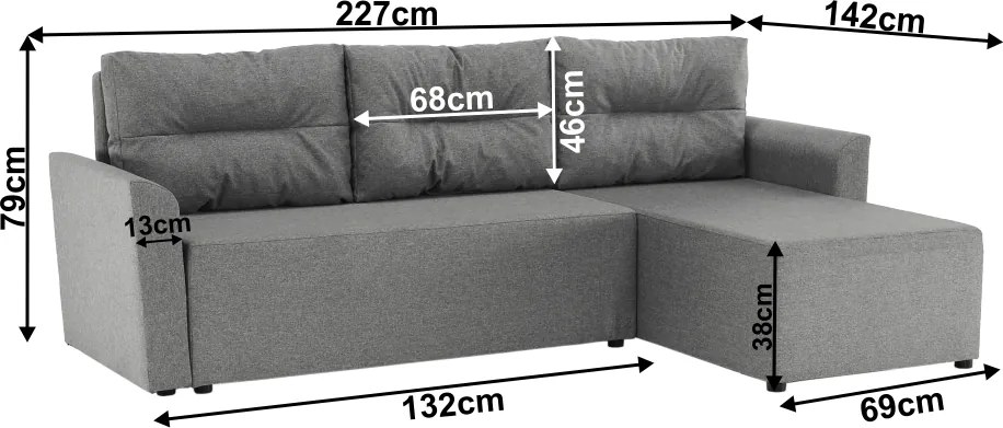 Canapea universală, gri, PLAY