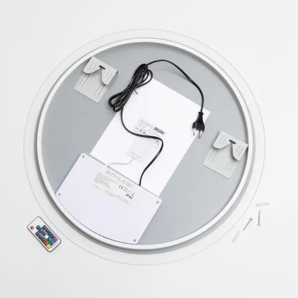 Oglindă LED Brilagi RGBW CLARA PRO, încălzită și dimabilă, cu iluminare de fundal, 19W/230V, Ø 60 cm, IP44, cu telecomandă