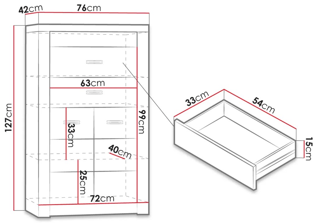 Comodă Nadenas N6 (Stejar craft Alb) (cu iluminat LED). 1103660