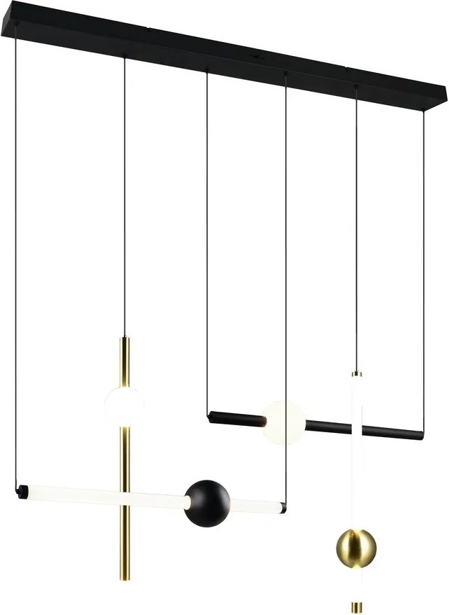 Lustră neagră/aurie LED cu intensitate reglabilă Melita – Trio