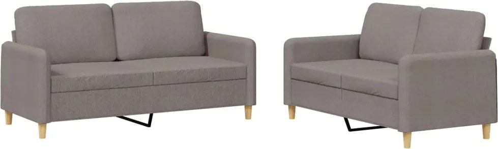 vidaXL Set de canapea cu perne, 2 piese, gri taupe, material textil