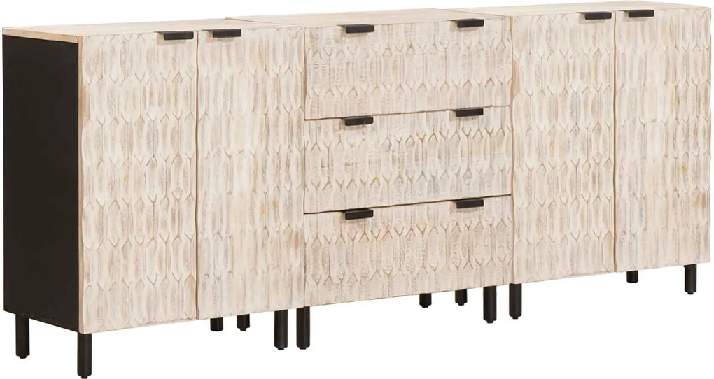 vidaXL Bufet 3 pcs Finisaj Alb Spălat 180 x 33 x 75 cm