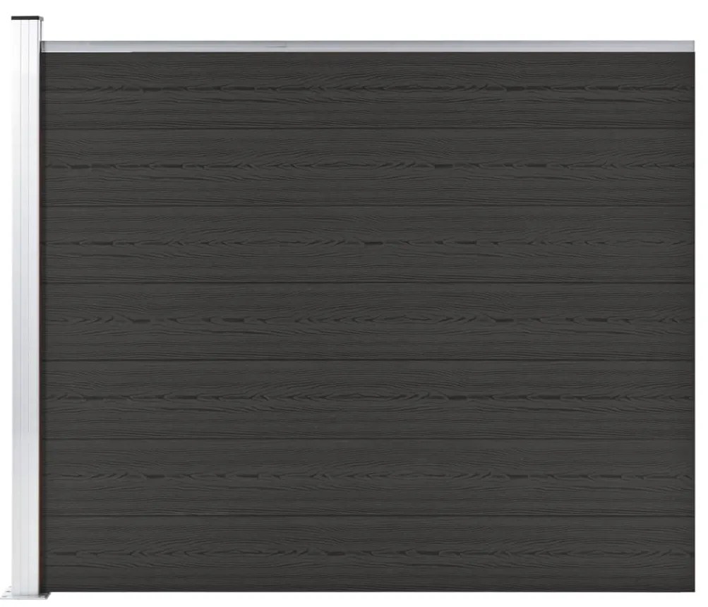 vidaXL Panou de gard, negru, 175x146 cm, WPC