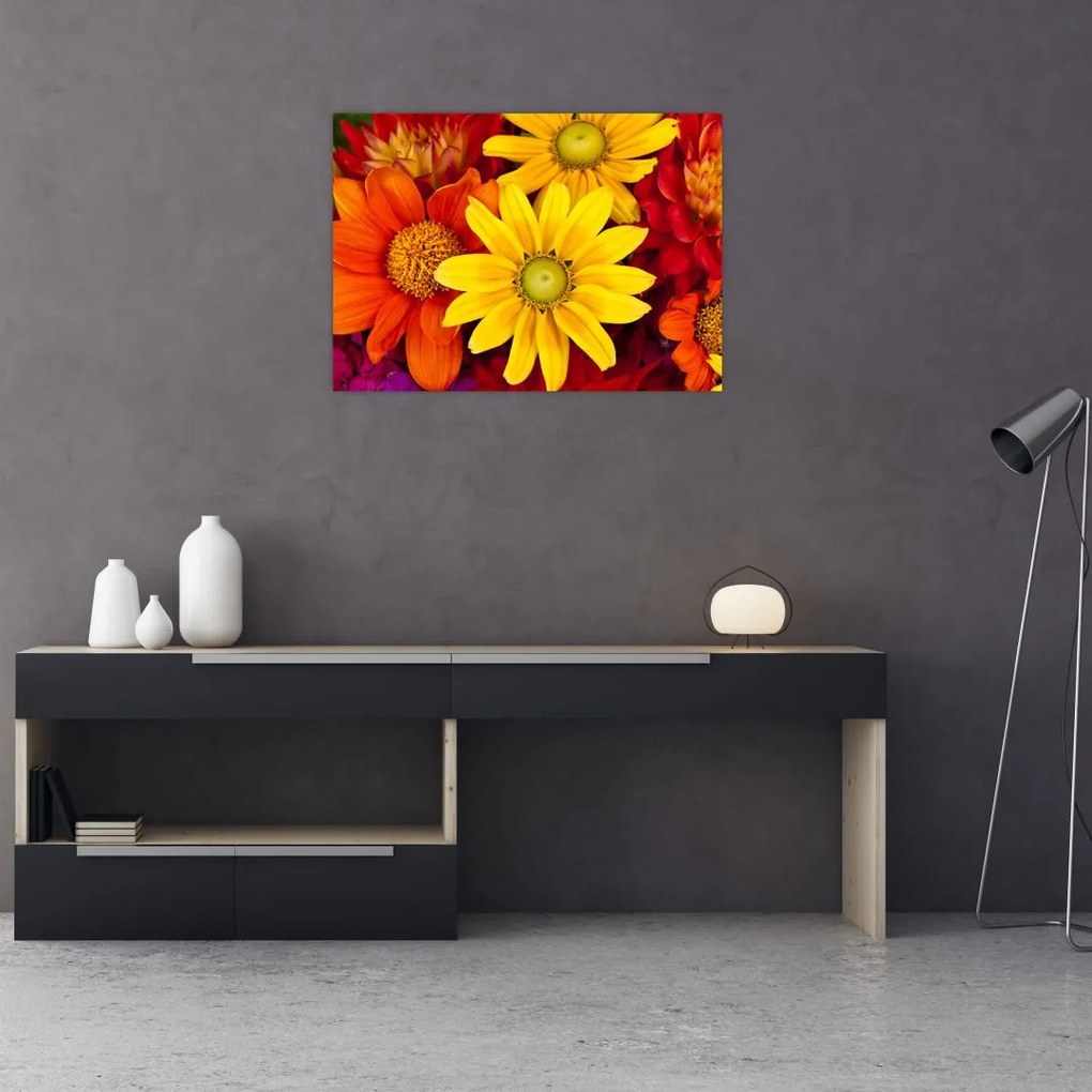 Tablou pe sticlă cu floare (70x50 cm)