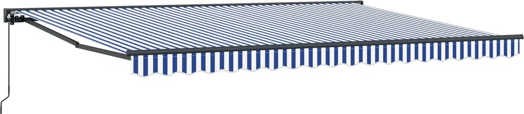 vidaXL Copertină retractabilă manuală Albastru și Alb 4,5 × 3,5 m