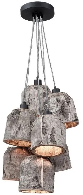 Lustra cu 7 pendule design rustic din lemn ASPEN ASPEN24/H7/N