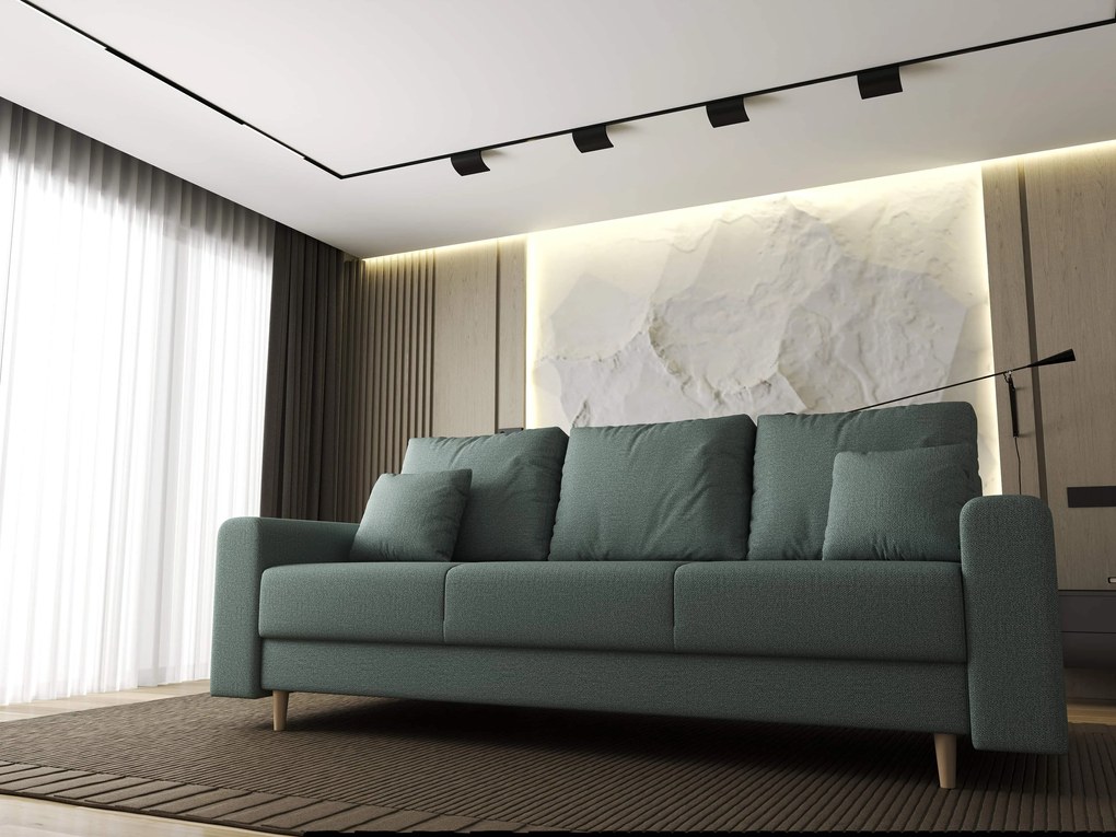 Canapea extensibilă dumonde cu ladă de depozitare si sezut confortabil din spuma high-density, Kronos Enjoy Mint 210x100 cm