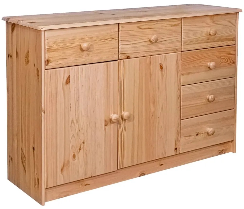 Servanta cu 6 sertare, 113x35x73 cm, lemn masiv de pin 1, Maro