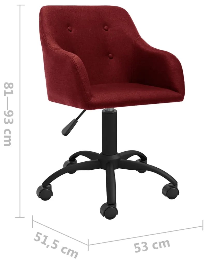 Scaun de masa pivotant, rosu vin, material textil 1, Bordo