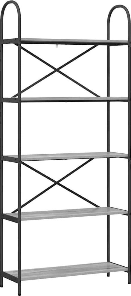vidaXL Raft pentru cărți Gri Sonoma 80 x 30 x 183 cm Lemn compozit