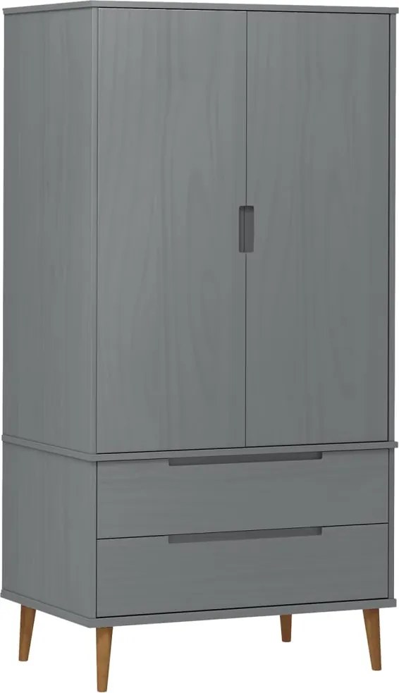 vidaXL Șifonier "MOLDE", gri, 90x55x175 cm, lemn masiv de pin