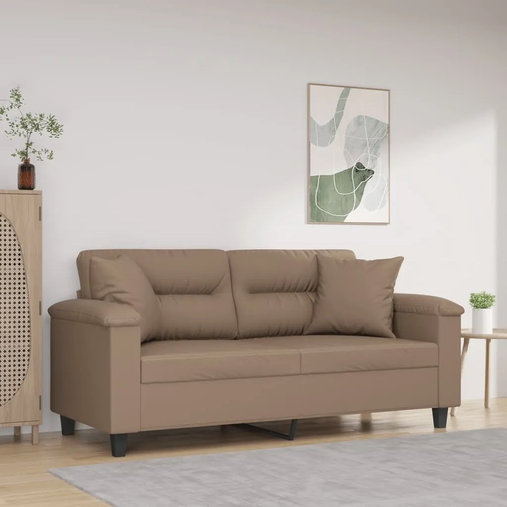 3153304 vidaXL Canapea cu 2 locuri, perne&pernuțe cappuccino 140 cm piele eco