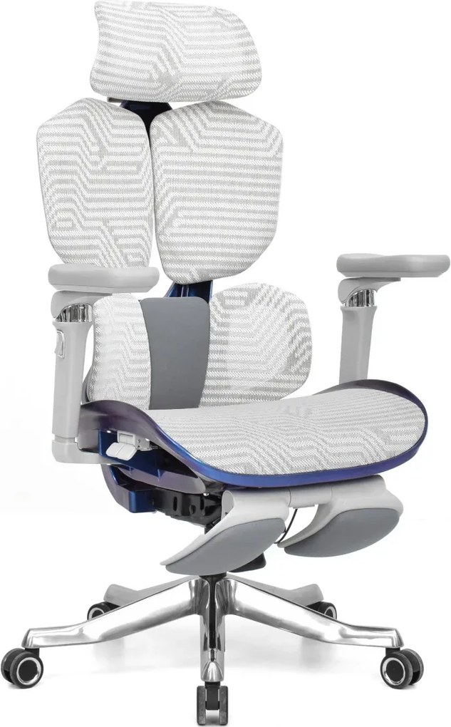 Scaun Ergonomic Premium AirMesh Elite X6D – Cotiere 6D, Suport Lombar Reglabil, Tetieră 4D, Sezut Translatie, Reclinare, Suport Picioare, Mesh, Gri/Colorful