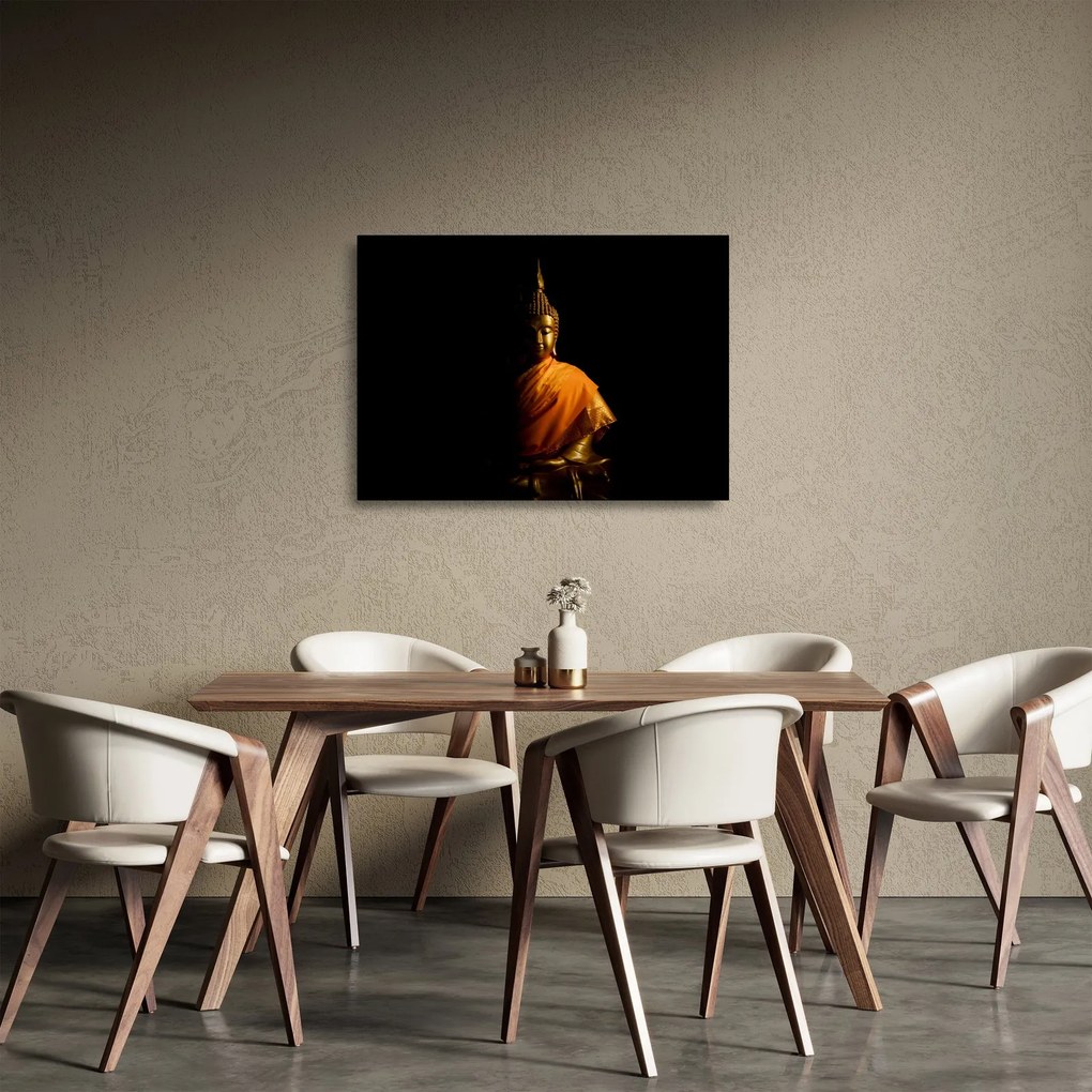 Tablou pe sticlă - Statuia lui Buddha de aur (70x50 cm)
