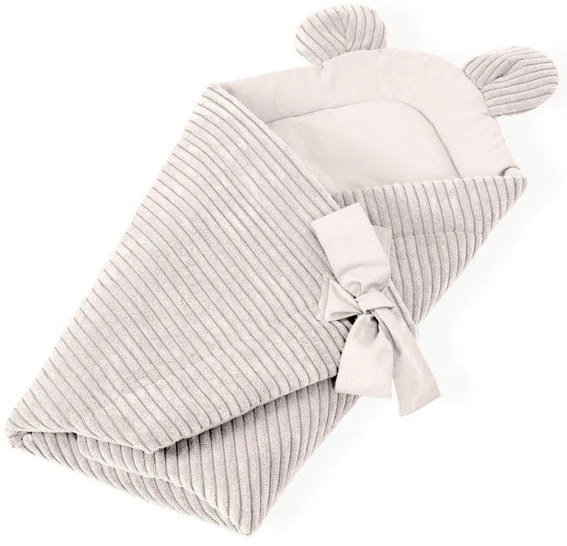 Păturică de înfășat bej din catifea reiată 35x65 cm – Meowbaby