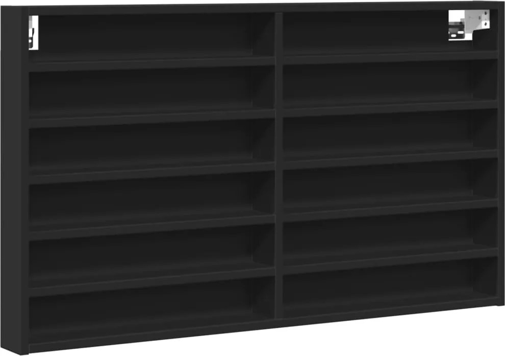 vidaXL Dulap cu vitrină, negru, 100x8,5x58 cm, lemn prelucrat