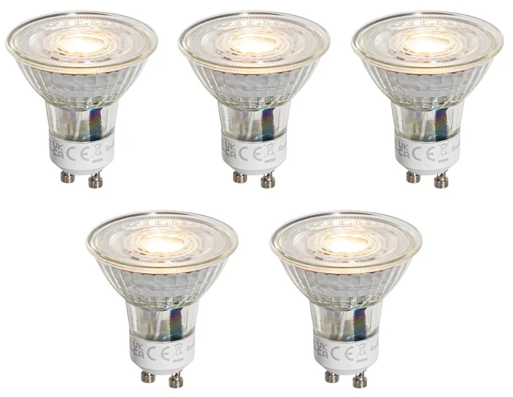 Set de 5 becuri LED GU10 50mm reglabile, clare, 4,9W, 500 lm, 2700K