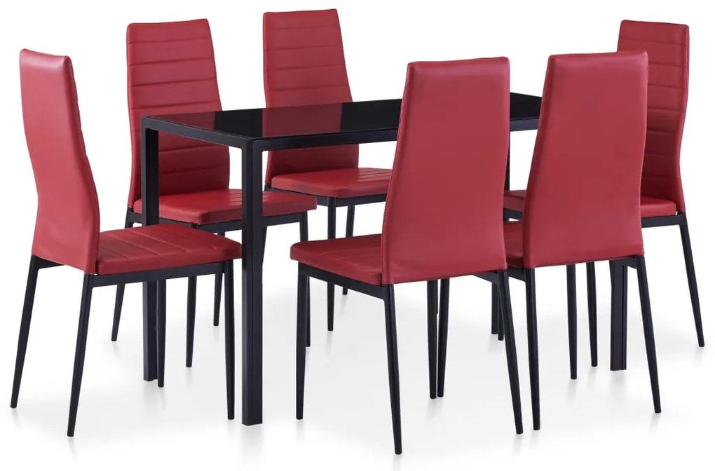 281700 vidaXL Set mobilier de bucătărie, 7 piese, roșu vin
