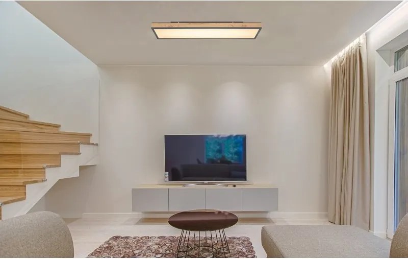 Plafoniera LED CCT cu aspect lemn design dreptunghiular DORO
