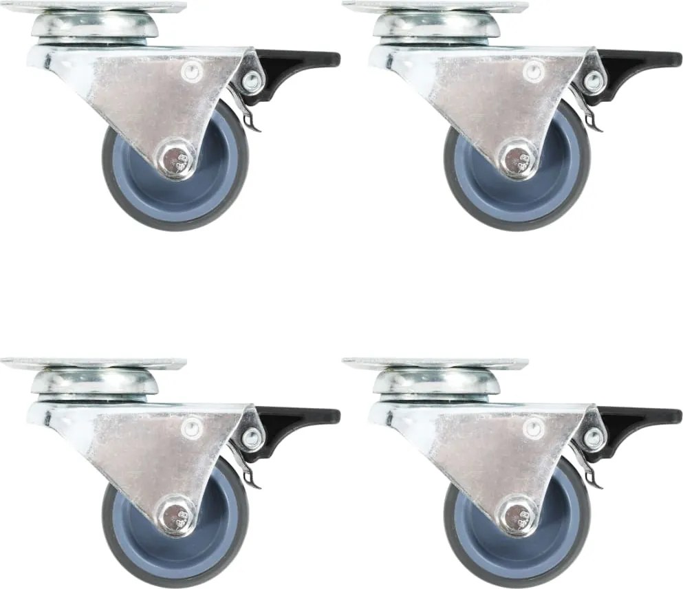 vidaXL Roți pivotante duble cu frâne duble, 4 buc., 50 mm