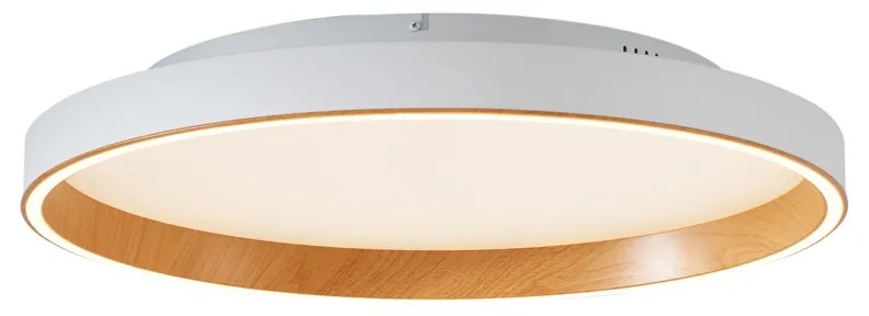 Plafonieră de design albă cu lemn 60cm incl. LED cu comutator cu 3 căi - Ingo