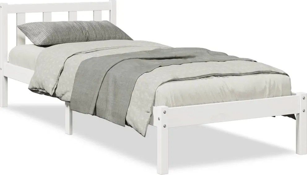 vidaXL Cadru pat foarte lung fără saltea alb 90x210 cm lemn masiv pin