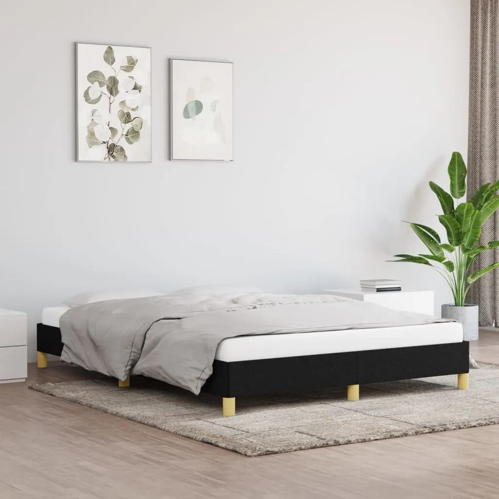346812 vidaXL Cadru de pat, negru, 140x190 cm, material textil