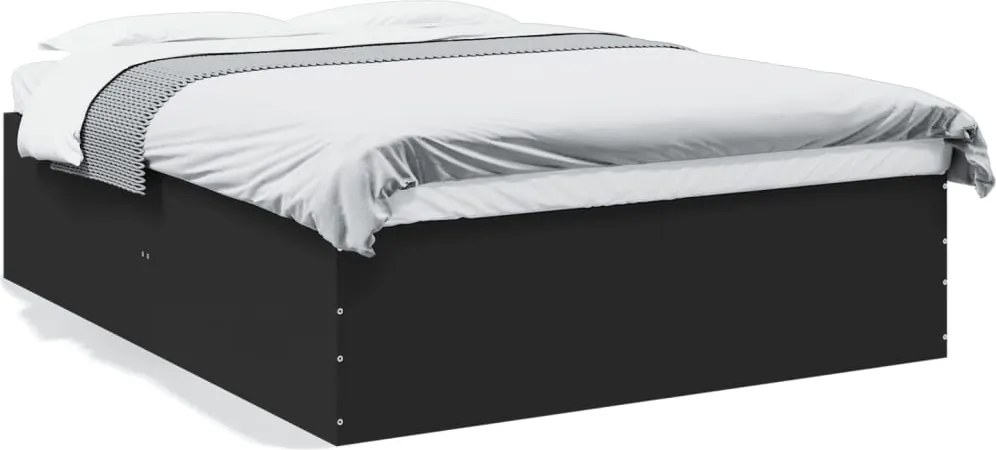 vidaXL Cadru de pat, negru, 160x200 cm, lemn prelucrat