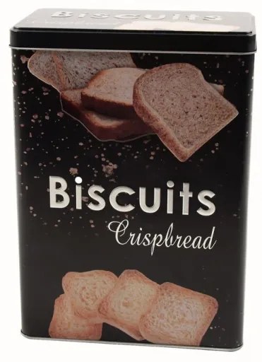Recipient pentru biscuiti, Mercury, 18x10x24.5 cm, tabla, negru