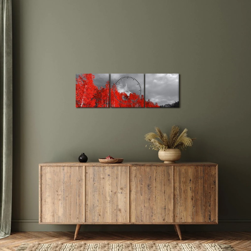 Tablou - Copaci în culorile toamnei (cu ceas) (90x30 cm)