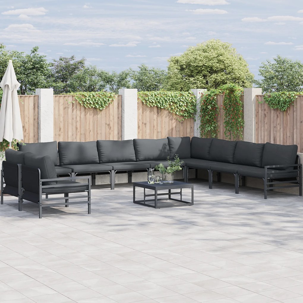 vidaXL Set de canapele pentru grădină 10 pcs Antracit Oţel