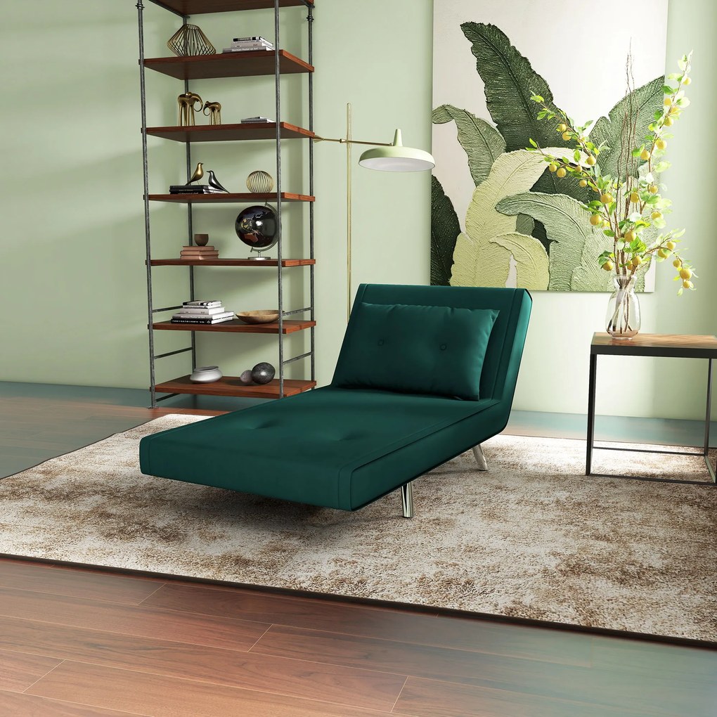 HOMCOM Fotoliu recliner cu funcție de pat, butoane decorative, aspect de pânză, 77 cm x 88 cm x 83 cm, Verde | Aosom Romania