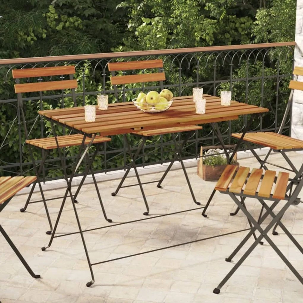 vidaXL Masă bistro pliabilă, 100x54x71 cm, lemn masiv de acacia &amp; oțel