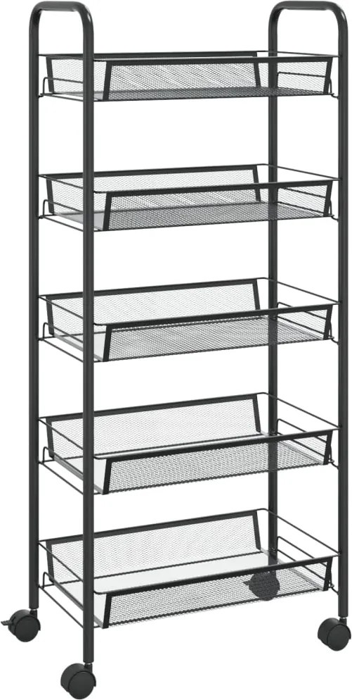 vidaXL Cărucior de bucătărie, 5 niveluri, negru, 46x26x105 cm, fier