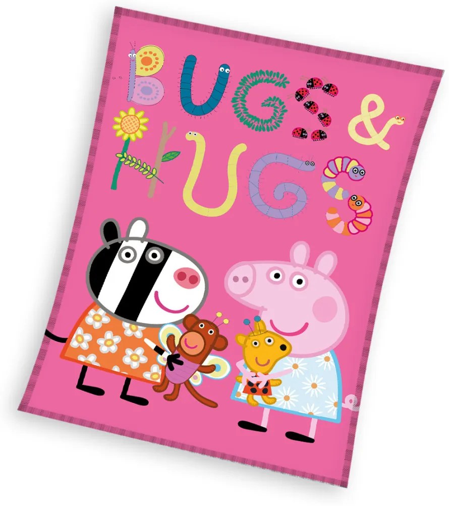 Purcelușa Peppa Bugs&amp;Hugs pătură polar coral fleece 110x140cm
