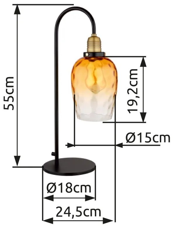 Veioza design decorativ SALVY negru/chihlimbar