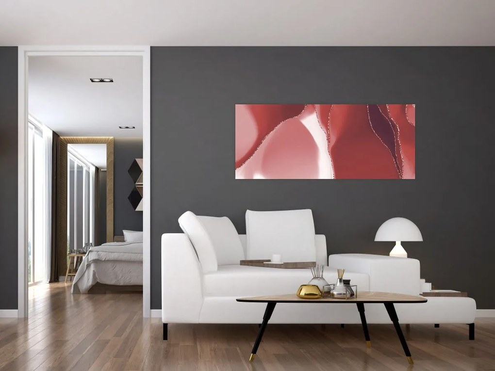 Tablou - Floare abstractă roșie N⁰3 (120x50 cm)